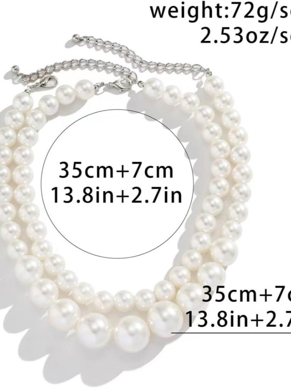 Pearl Necklace for Women Big Chunky Pearl Choker Necklace Exaggerated Large Pear - Picture 6 of 6